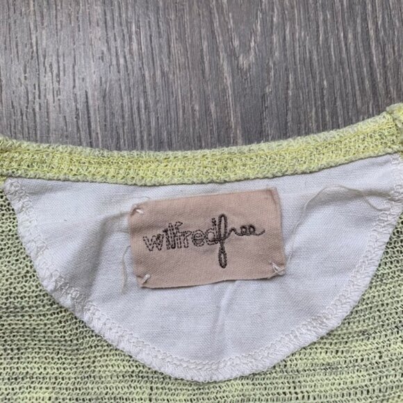 Y2k Aritzia Wilfred Free Knit Top Cropped 2000s Long sleeve Cotton Green Yellow - Picture 13 of 15